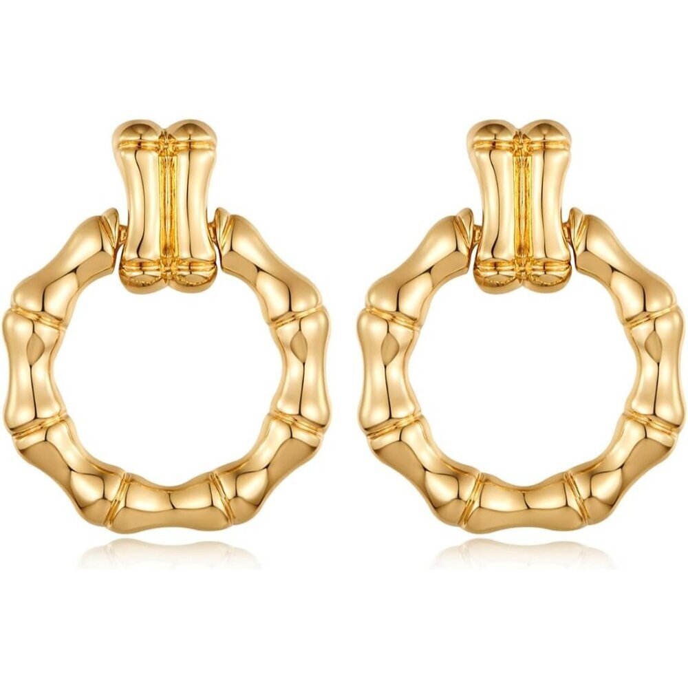 Women's Gold Big Statement Retro Hoop Dangle Earrings Multiple Styles Jewelry